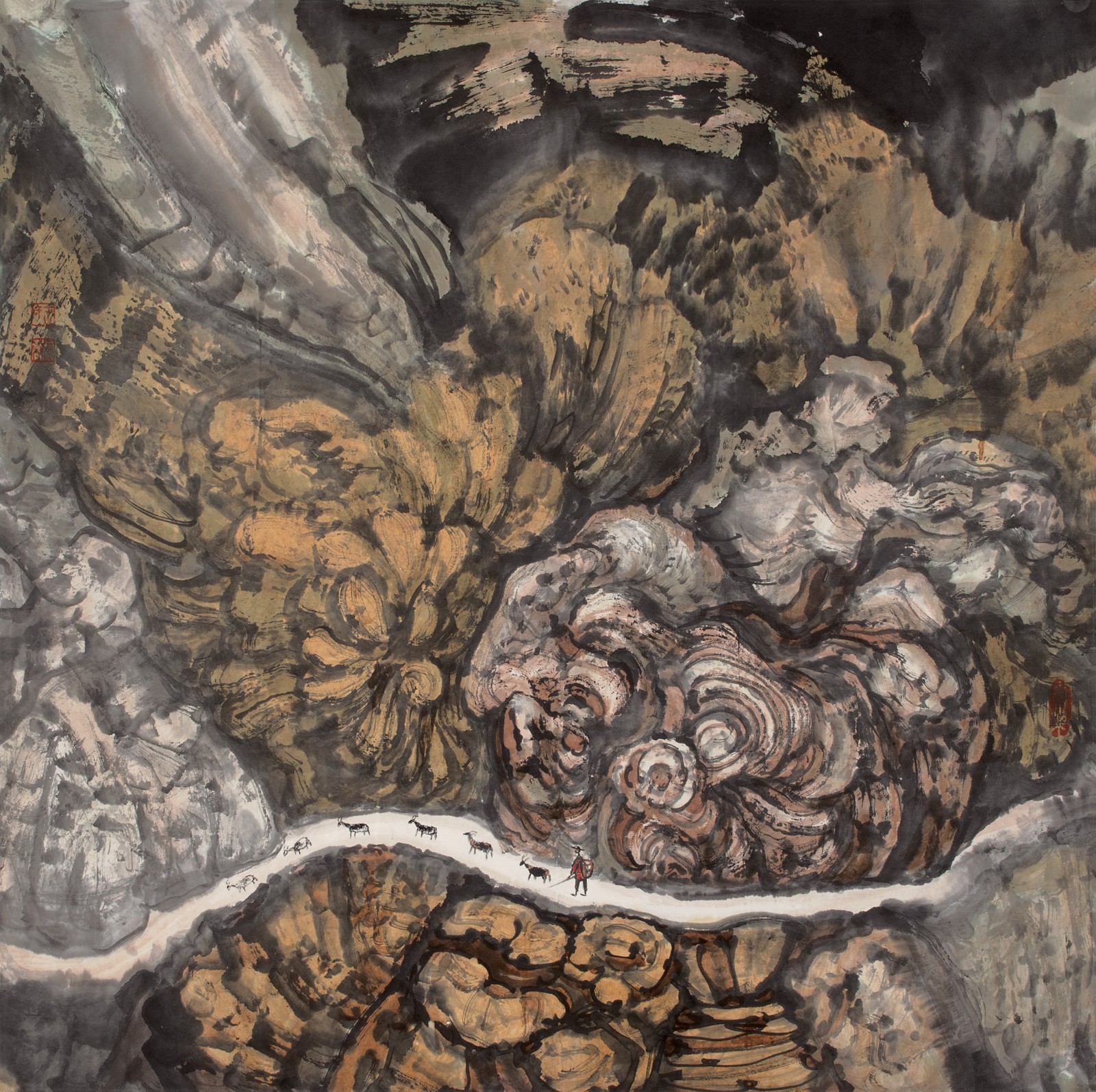 牧歌     68×68cm   纸本设色   2008 